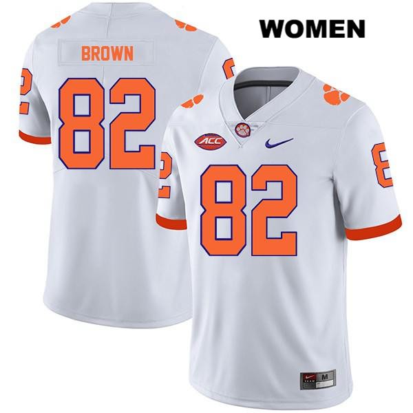 Women's Clemson Tigers #82 Will Brown Stitched White Legend Authentic Nike NCAA College Football Jersey RUY5146CD